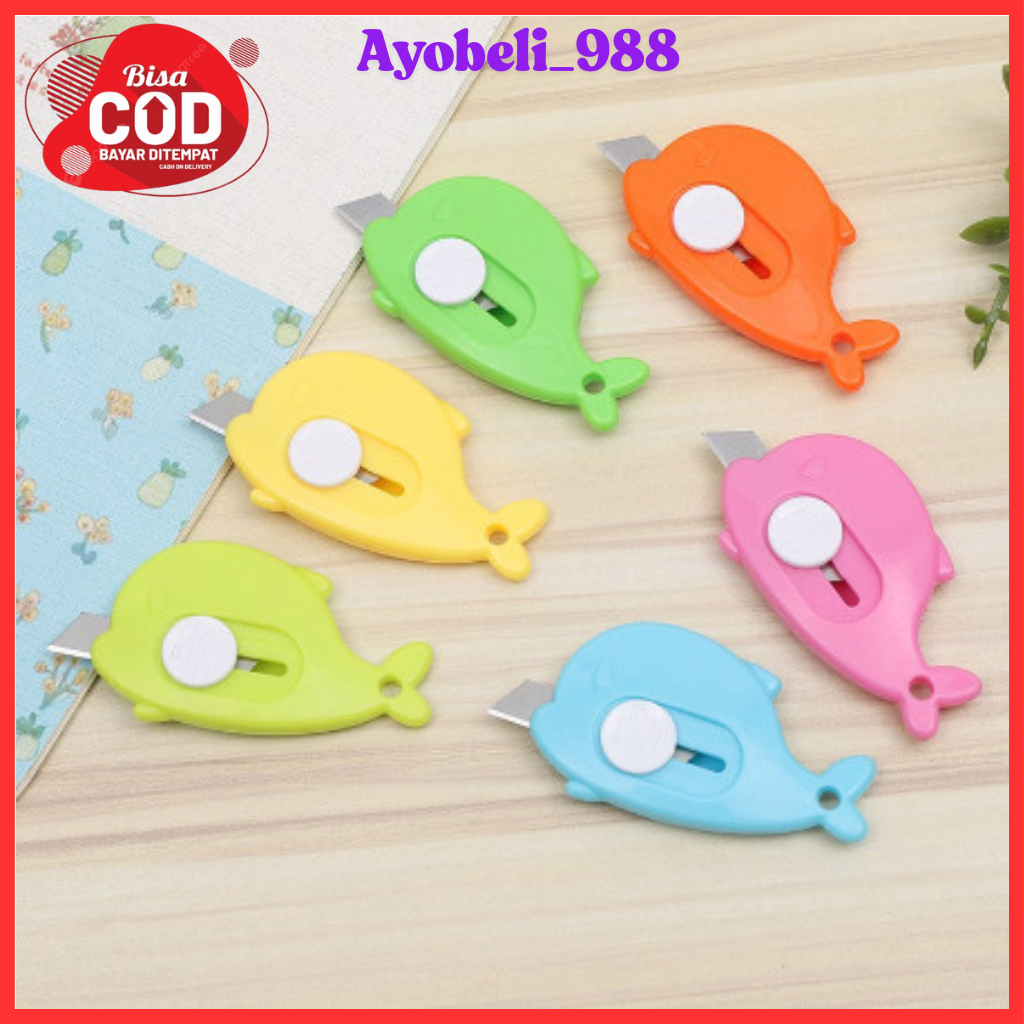 

【AYOBELI988】CUTTER MINI MOTIF DOLPHIN LUMBA-LUMBA PISAU MINI PEMBUKA PAKET/UNBOXING