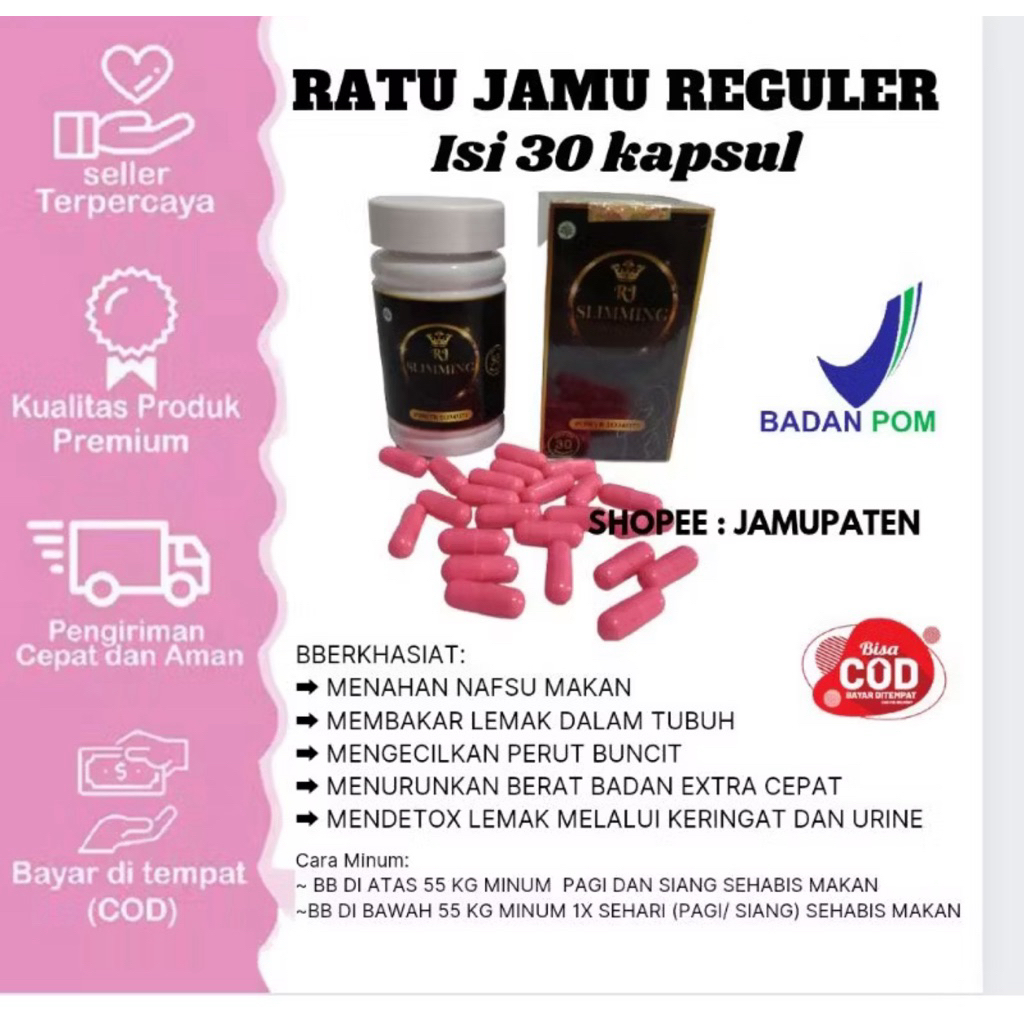 RATU JAMU REGULER ISI 30 KAPSUL UNTUK BB DI BAWAH 70 kg