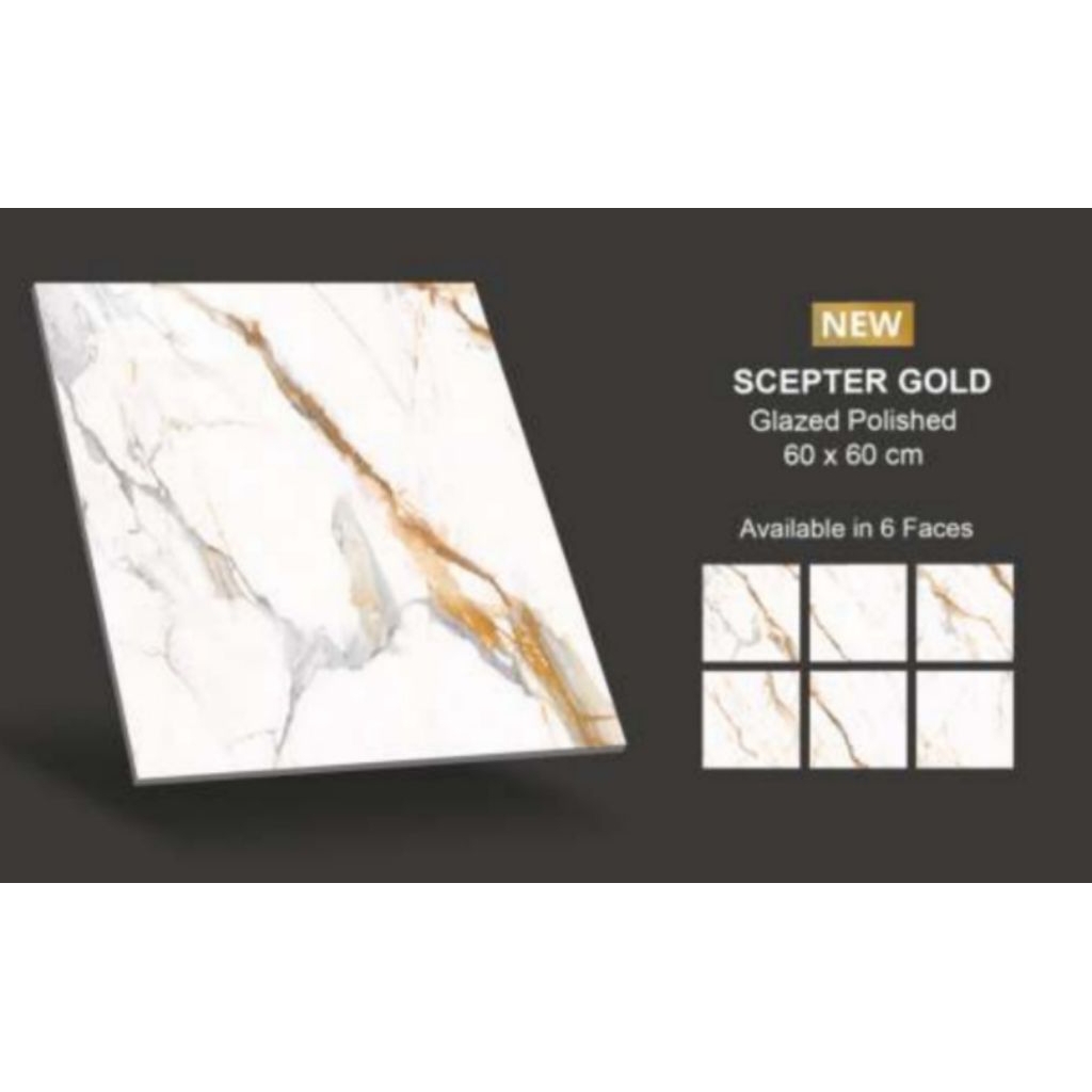 GRANIT MERK VALENTINO TIPE SPECTER GOLD UKURAN 60X60 WARNA DASAR PUTIH MOTOF MARBLE EMAS GLAZED POLI