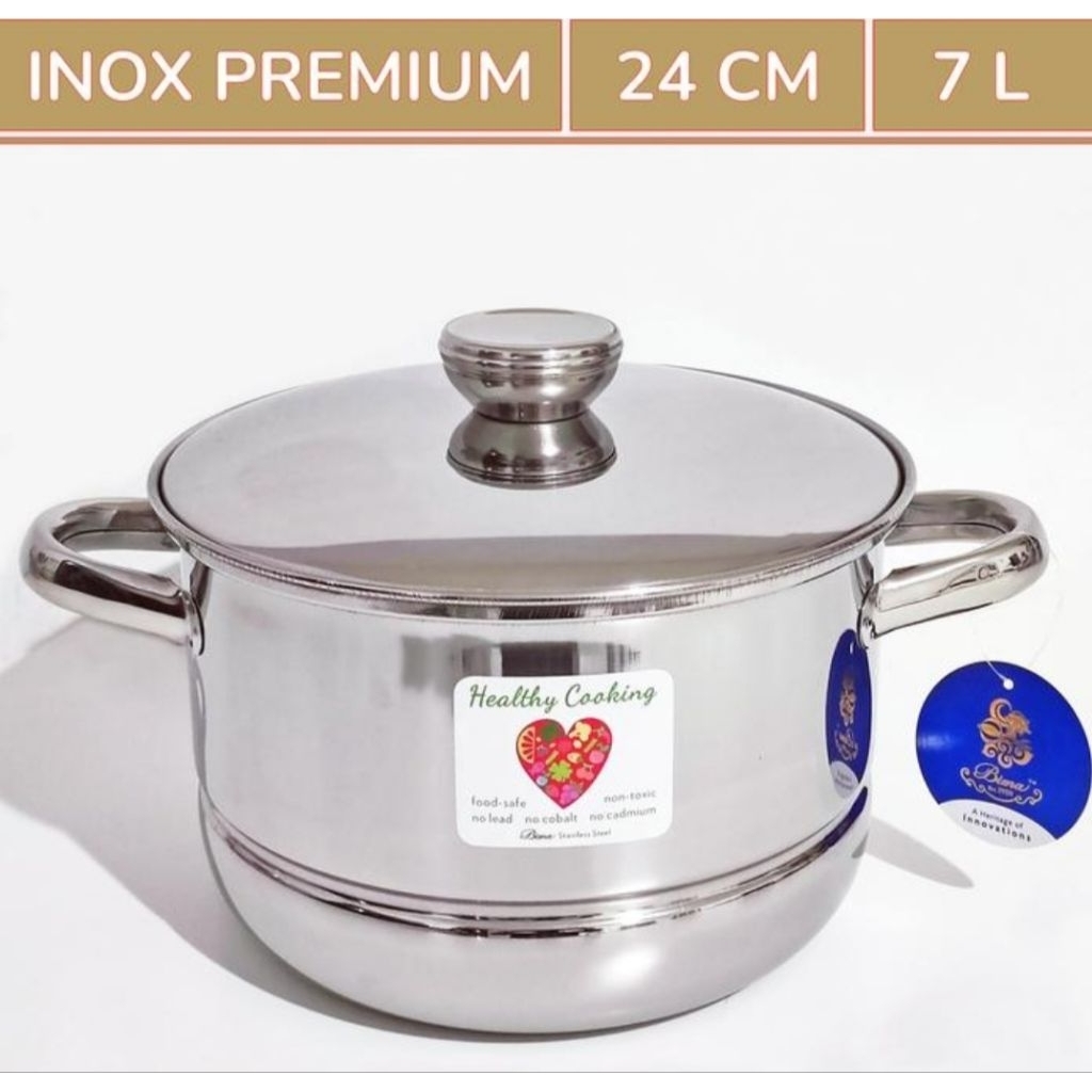 Ay00 BIMA : PANCI LANGSENG KUKUSAN SERBAGUNA STEAMER STAINLESS + TUTUP 22 CM 24 CM BIMA PRIMA INOX