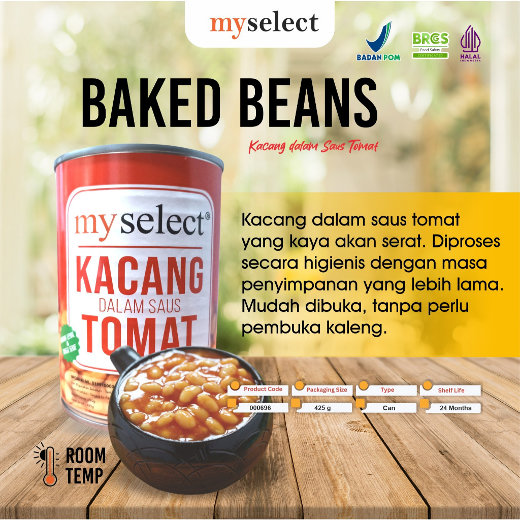 

MYSELECT BAKED BEANS KACANG SAUS TOMAT 425GR