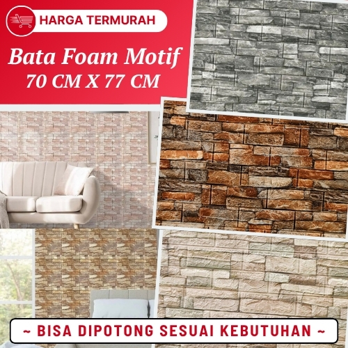 Wallpaper Dinding 3D Foam Pola Batu Bata Wallfoam Wall Foam Walpaper Dinding Motif Bata 3D Timbul
