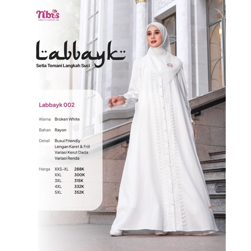 GAMIS NIBRAS LABBAYK BROKEN WHITE // NIBRAS // TERBARU // GAMIS PUTIH