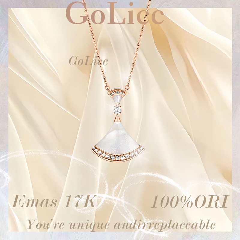 Kalung Wanita, Kalung Emas Putih 17K, Kalung Estetika Rok Kecil - Golicc