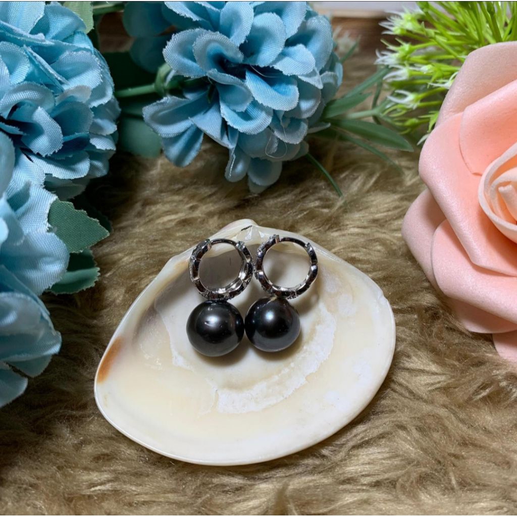 Hanaya Mutiara - Giwang Mutiara Air Laut Hitam Black Deep Sea Giwang Mewah Elegan