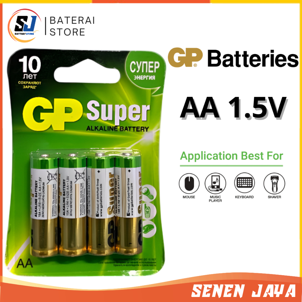 Baterai GP AA Isi 4 Jam Dinding Alkaline AA Mic Wireless Senter 1.5V Batre AA Alkaline Jam Dinding A