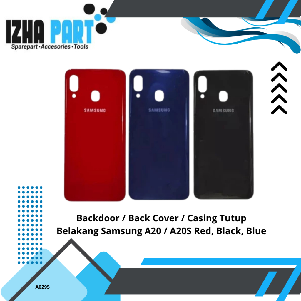 Backdoor / Back Cover / Casing Tutup Belakang Samsung A20 / A20S Red, Black, Blue