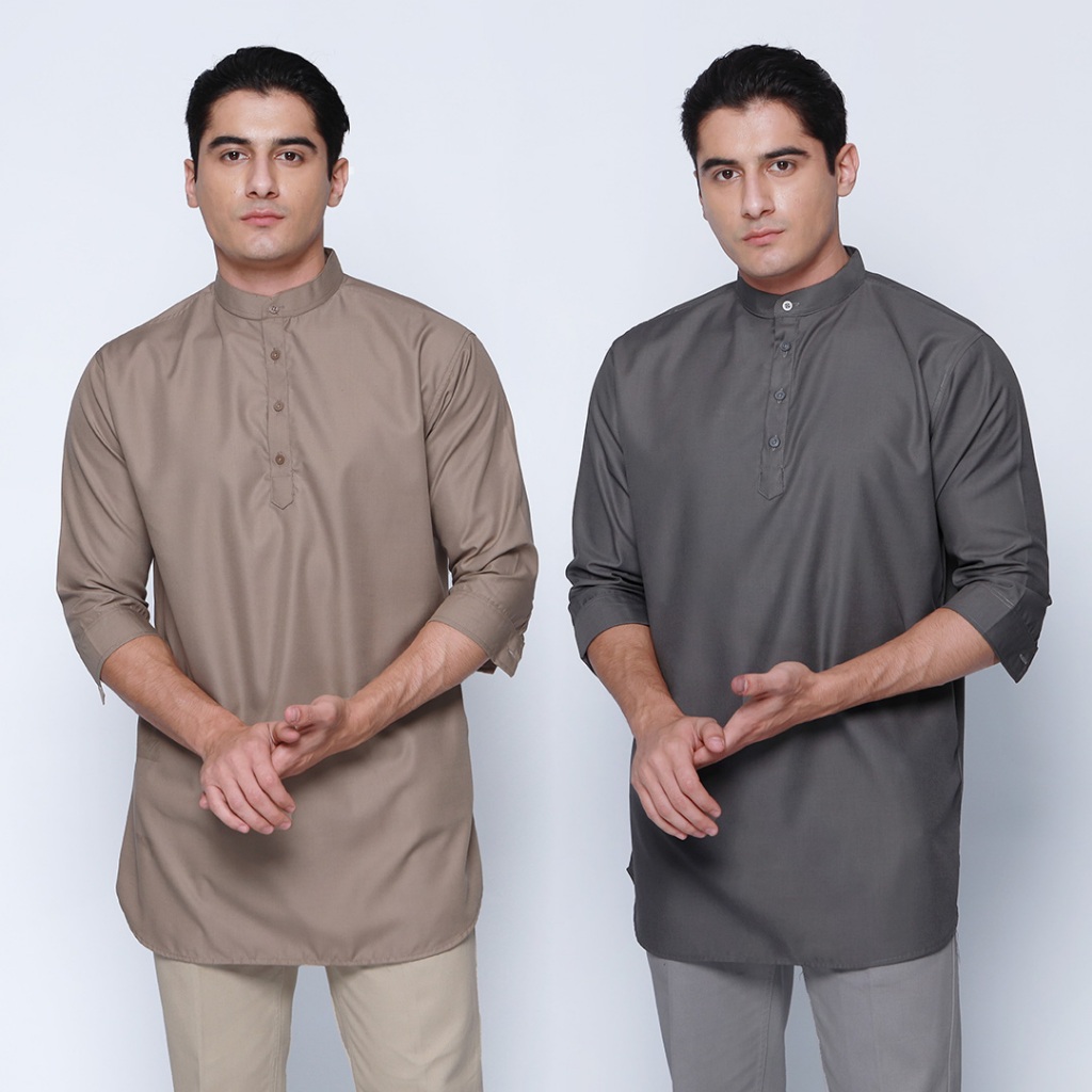 Casella Baju Koko Kurta Lengan ¾ | Casella Kurta Hamzah Solid Basic