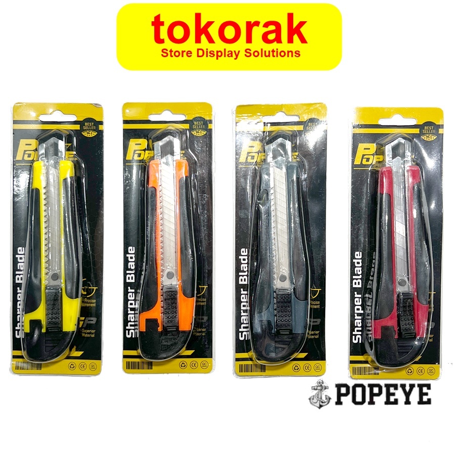 

POPEYE PISAU CUTTER PLASTIC DORONG CUTER PEMOTONG KERTAS KATER