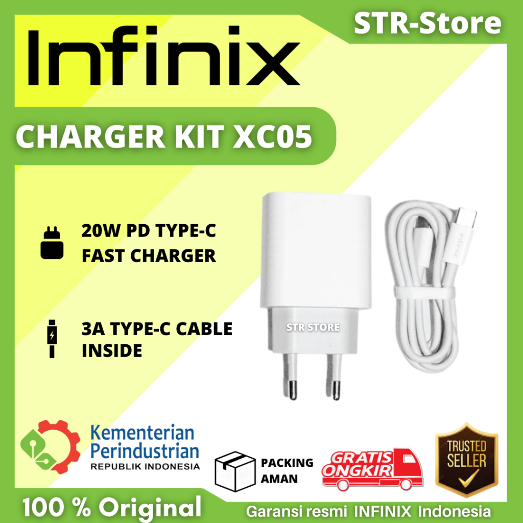 INFINIX CHARGER KIT XC05 20W FAST CHARGING CHAGER + KABEL TYPE C CHARGER INFINIX KABEL CHARGER INFIN