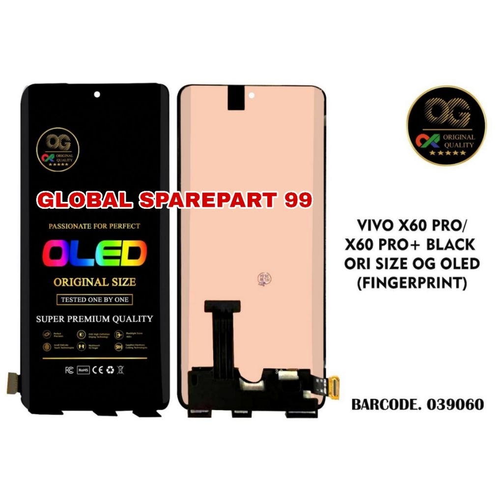 LCD VIVO X60 PRO / VIVO X60 PRO PLUS +FRAME BLACK ORI OG OLED (BISA FINGERPRINT) OLED OG SUPER