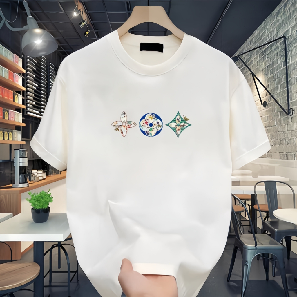 （COD）Outlets LV Logo Kaos Black White Oversized 20s Boxy Fit T Shirt Pria Wanita - Louis Vuitton1856