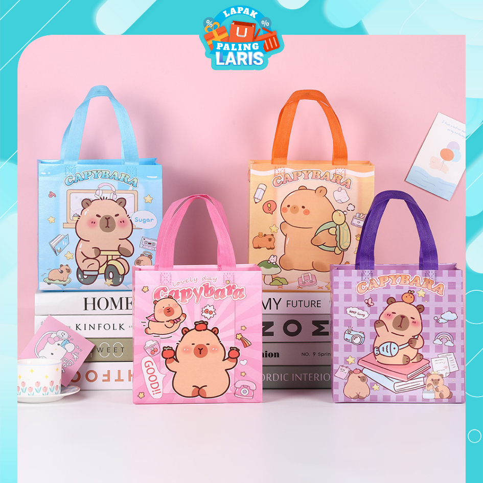 

LPL Tas Kado Ulang Tahun Tas Hampers Waterproof Goodie Bag Ulang Tahun Karakter Monster Souvenir Ulang tahun Tas Bingkisan Pesta Anti Air Karaeter Cappybara