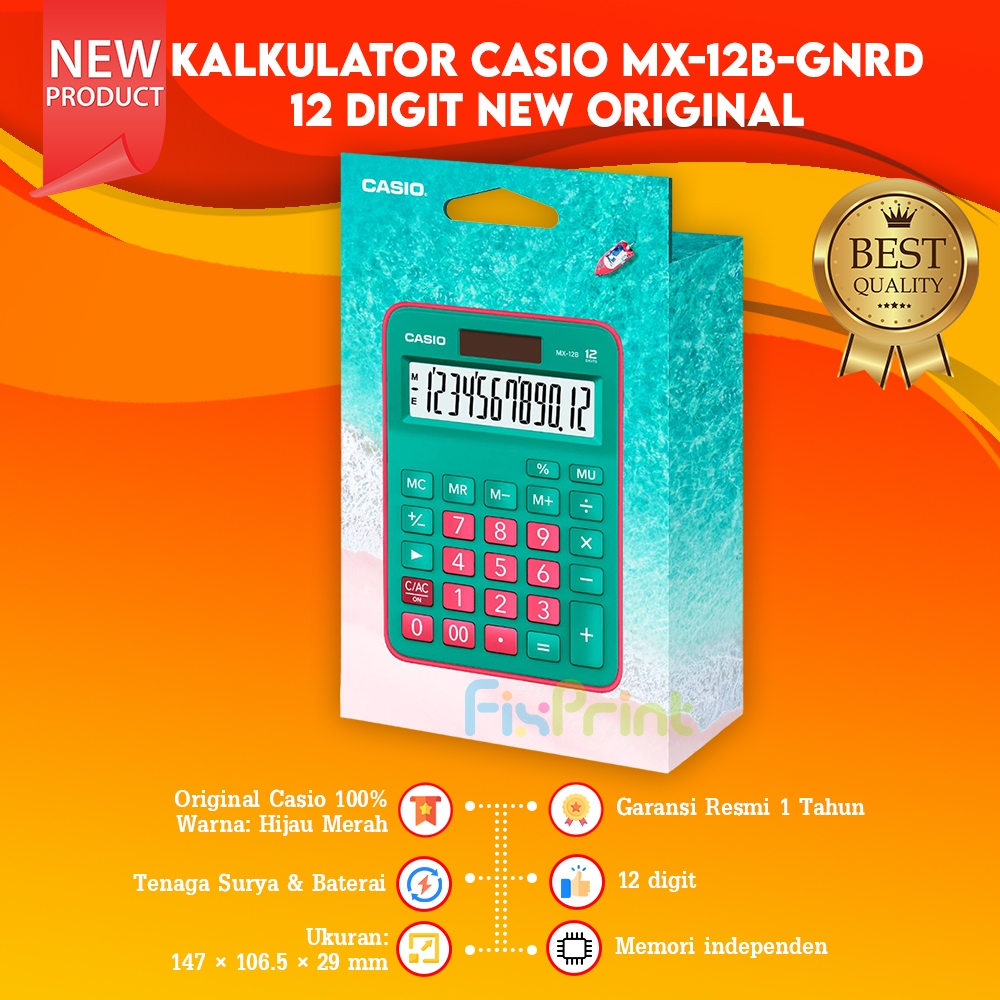 

Kalkulator Casio MX 12B Calculator MX-12B Desktop 12 Digit Kalkulator Lucu Pink Biru Muda Putih Hitam