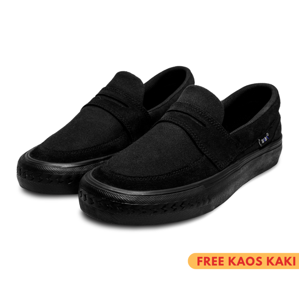 SABA Tuxedo All Black - Sepatu Loafer Sneakers Pria Wanita Original 100% TXD 02