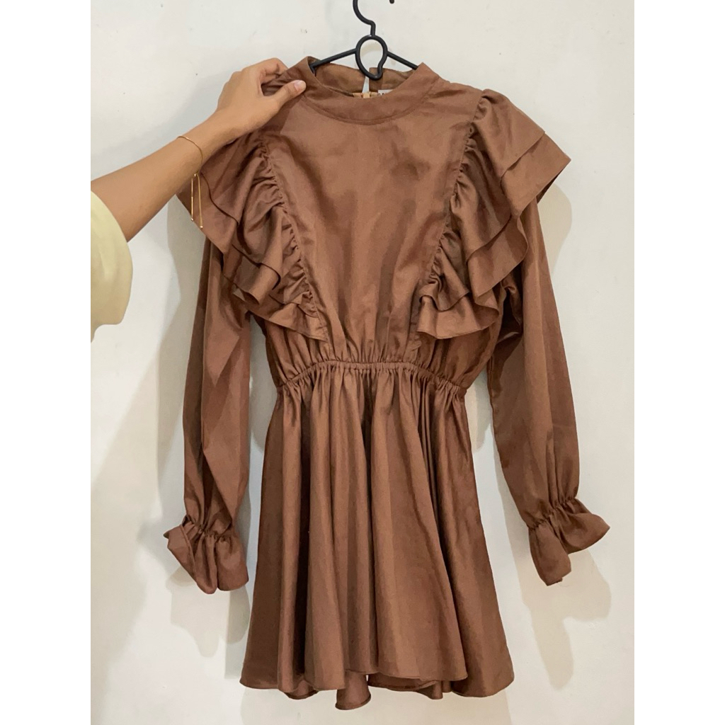 [PRELOVED] tunik ruffle coklat