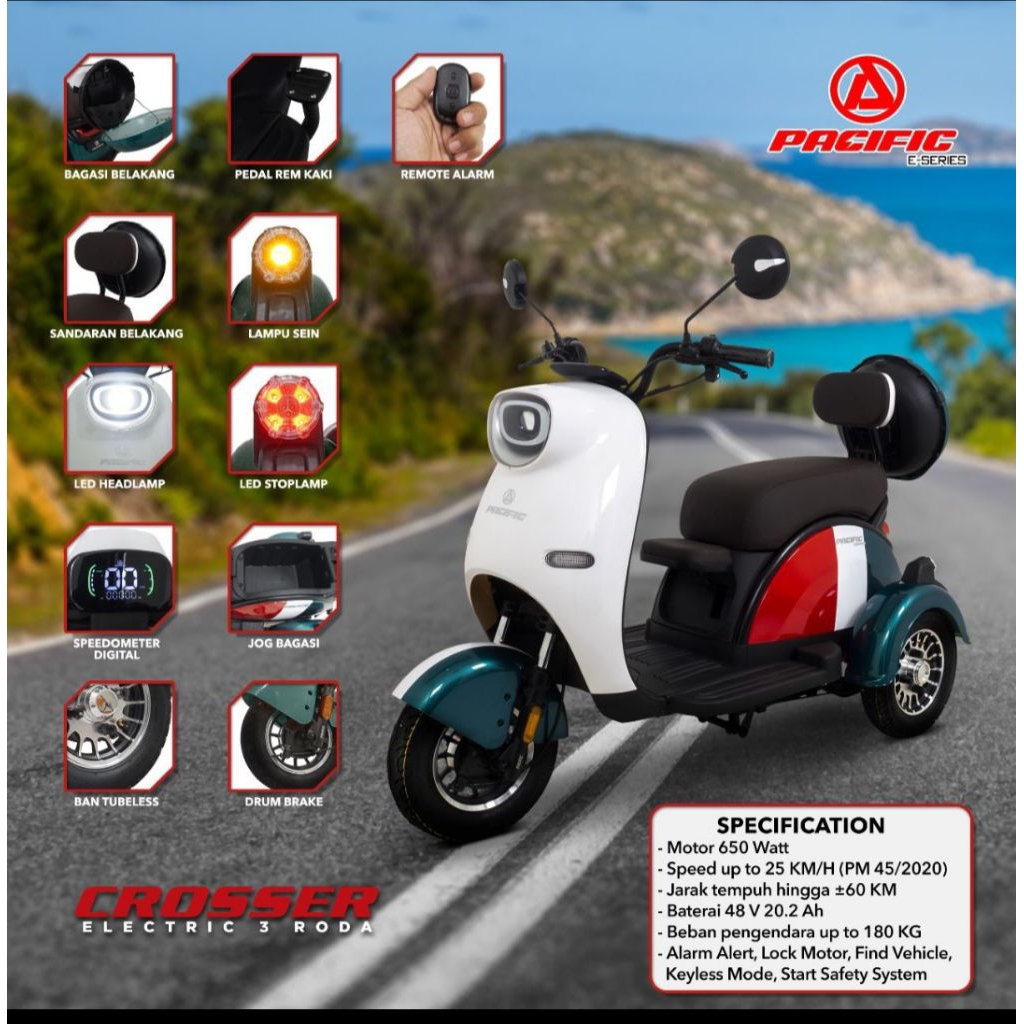 sepeda listrik roda 3 pacific croser