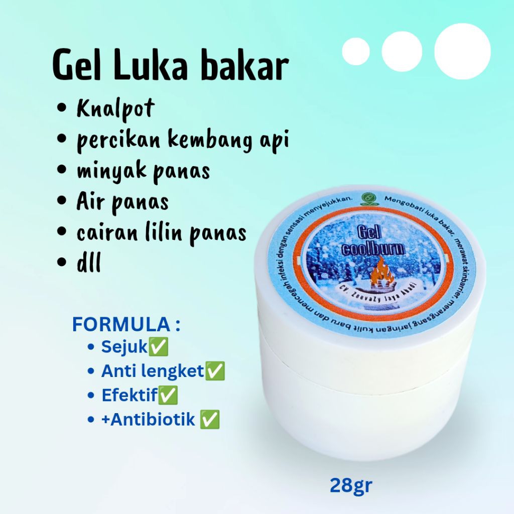 COOLBURN 28gr Gel luka bakar, obat luka bakar air panas, knalpot,  minyak panas