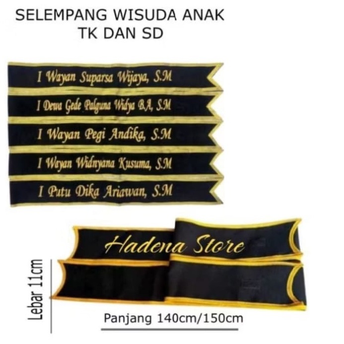 SELEMPANG WISUDA ANAK PAUD TK SD GRATIS BORDIR NAMA
