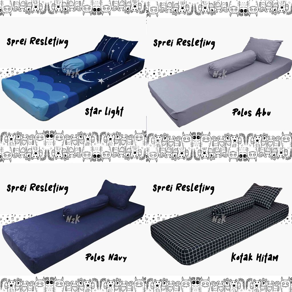 Sarung Kasur Sprei Resleting Cover Kasur Busa Bahan Katun Premium 70x200 80x200 90x200