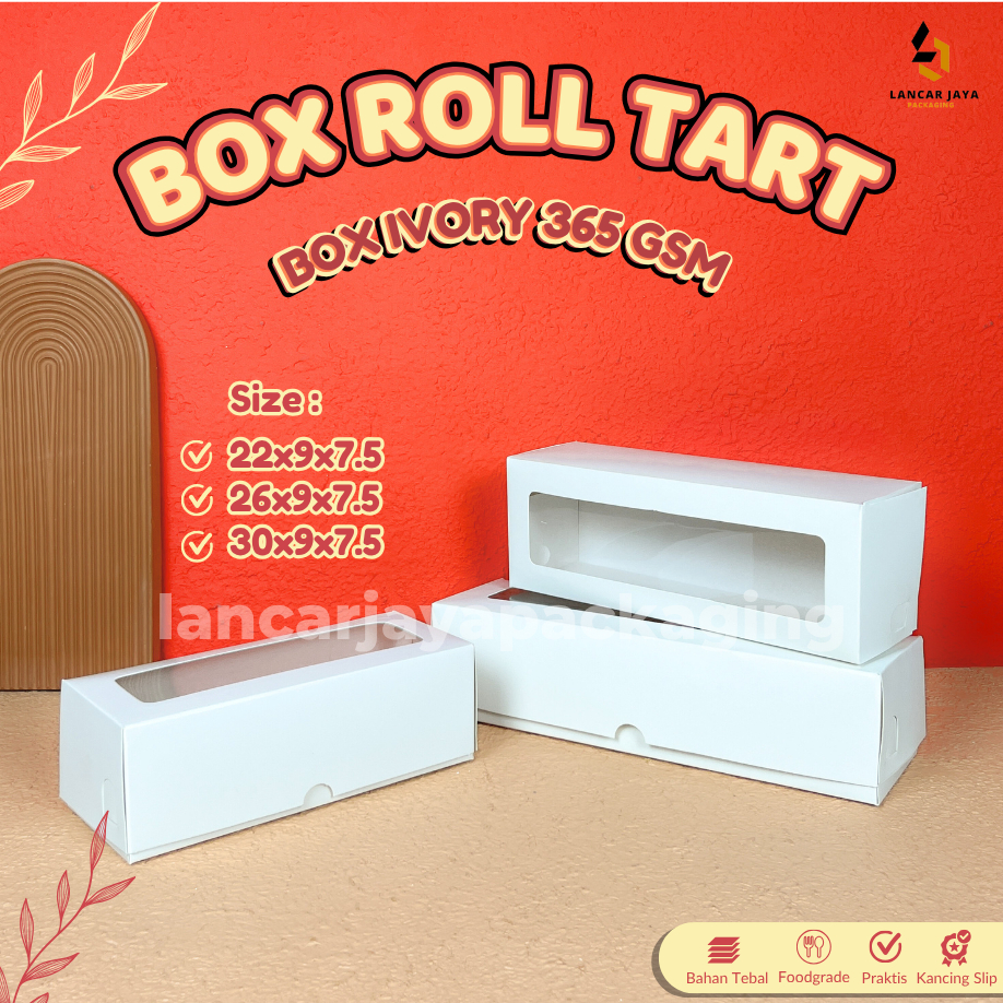 

Box Rolltart Duplex Putih Kotak Kue Bolu Gulung Cake Roti Snack Jajan 22x9x7.5 26x9x7.5 30x9x7.5 cm