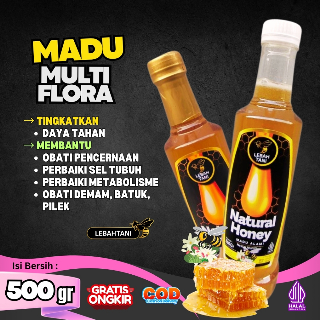 

Madu Asli Multiflora Lebahtani 500 gr