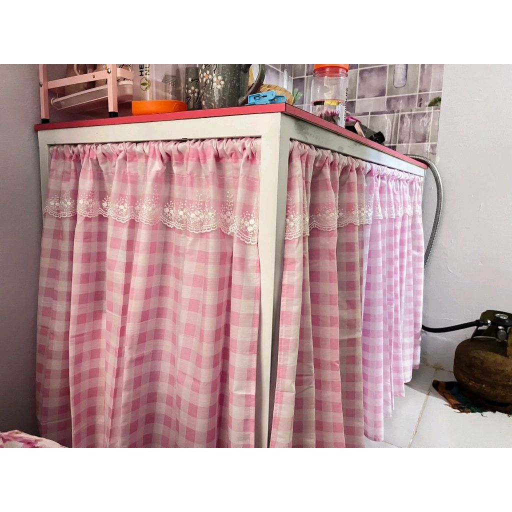 gorden kolong dapur renda custom gorden kolong dapur motif kotak kotak