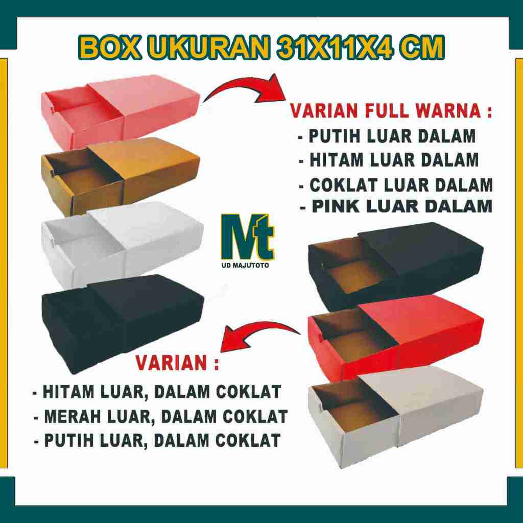 

Box 31x11x4 Sleding / Slide Box / Kotak Sarung / Souvenir / Baju