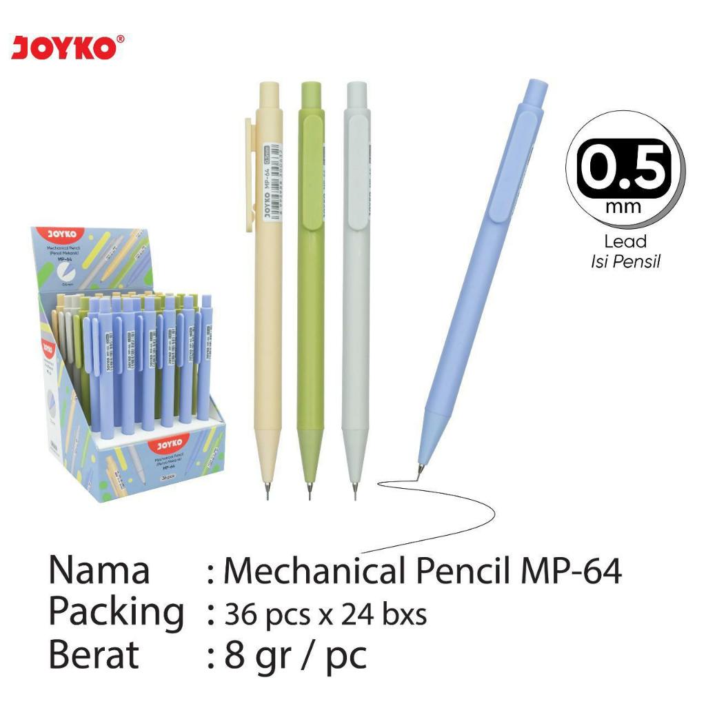 

PENSIL MEKANIK JOYKO MP-64 / 0,5 MP64 MECHANICAL PENCIL MINIMALIS SIMPLE PENSIL KLIK WARNA PASTEL ALAT TULIS ATK KANTOR SEKOLAH KAMPUS KULIAH LENGKAP MURAH / M21 STATIONERY JOGJA