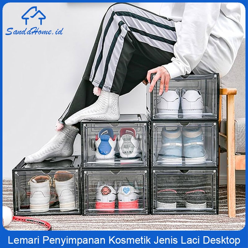 Kotak sepatu transparan/kotak sepatu kotak penyimpanan sepatu/rak sepatu lipat transparan sepatu