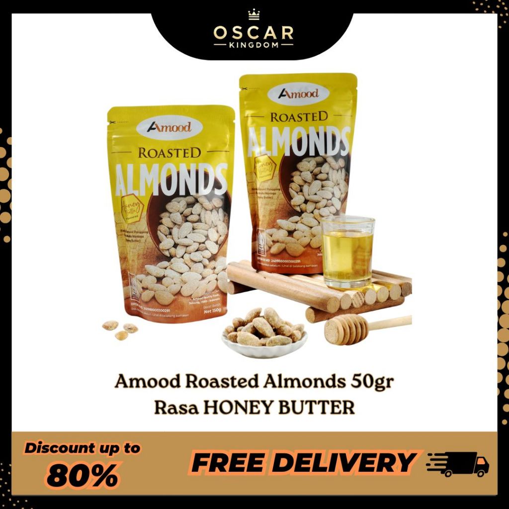 

Kacang Panggang Roasted Almond Amood Rasa Honey Butter 50gr HALAL BPOM