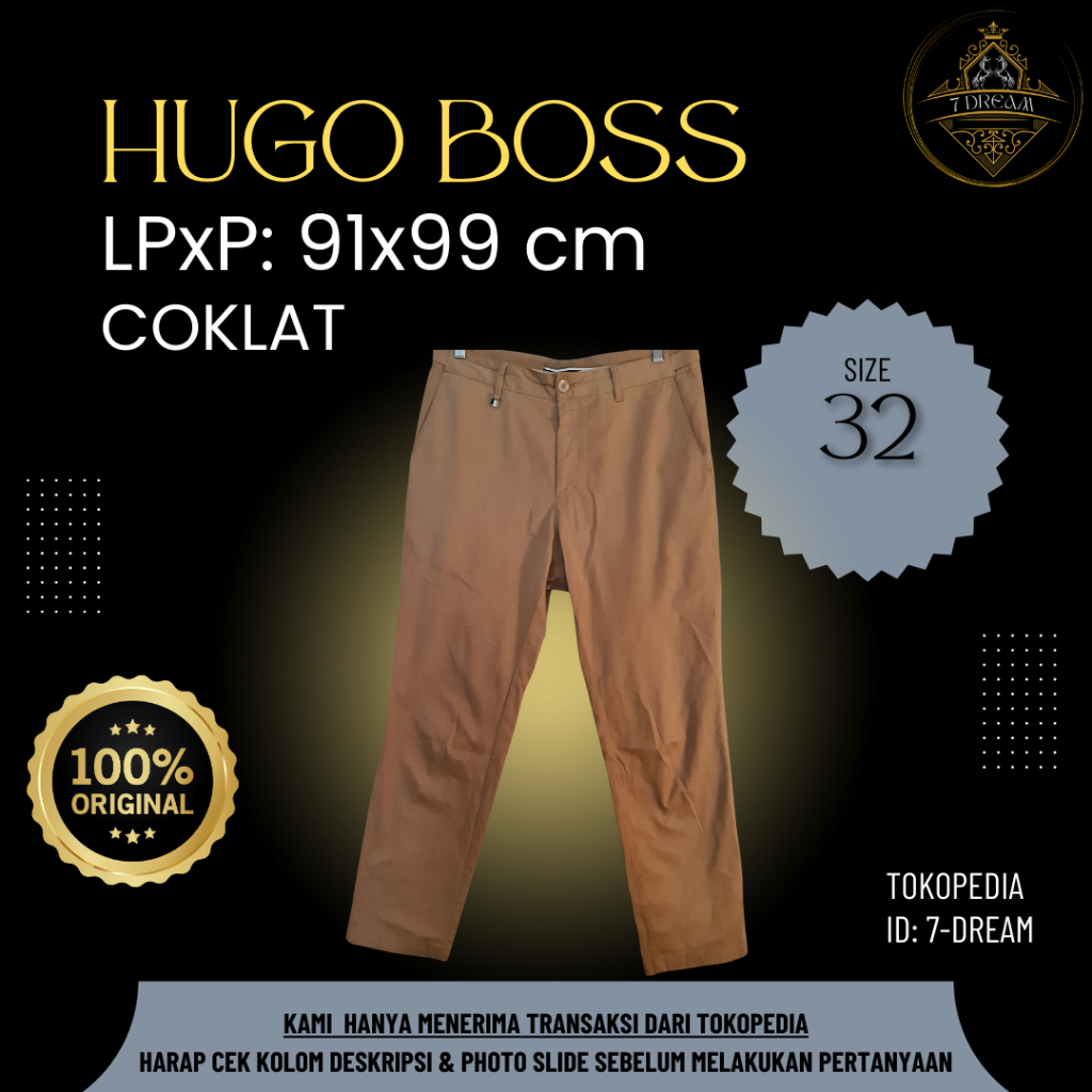 Hugo Boss | Original | Celana Panjang | Celana Chino | Celana Kerja | Cokelat | Pria | I-24.001 | Se
