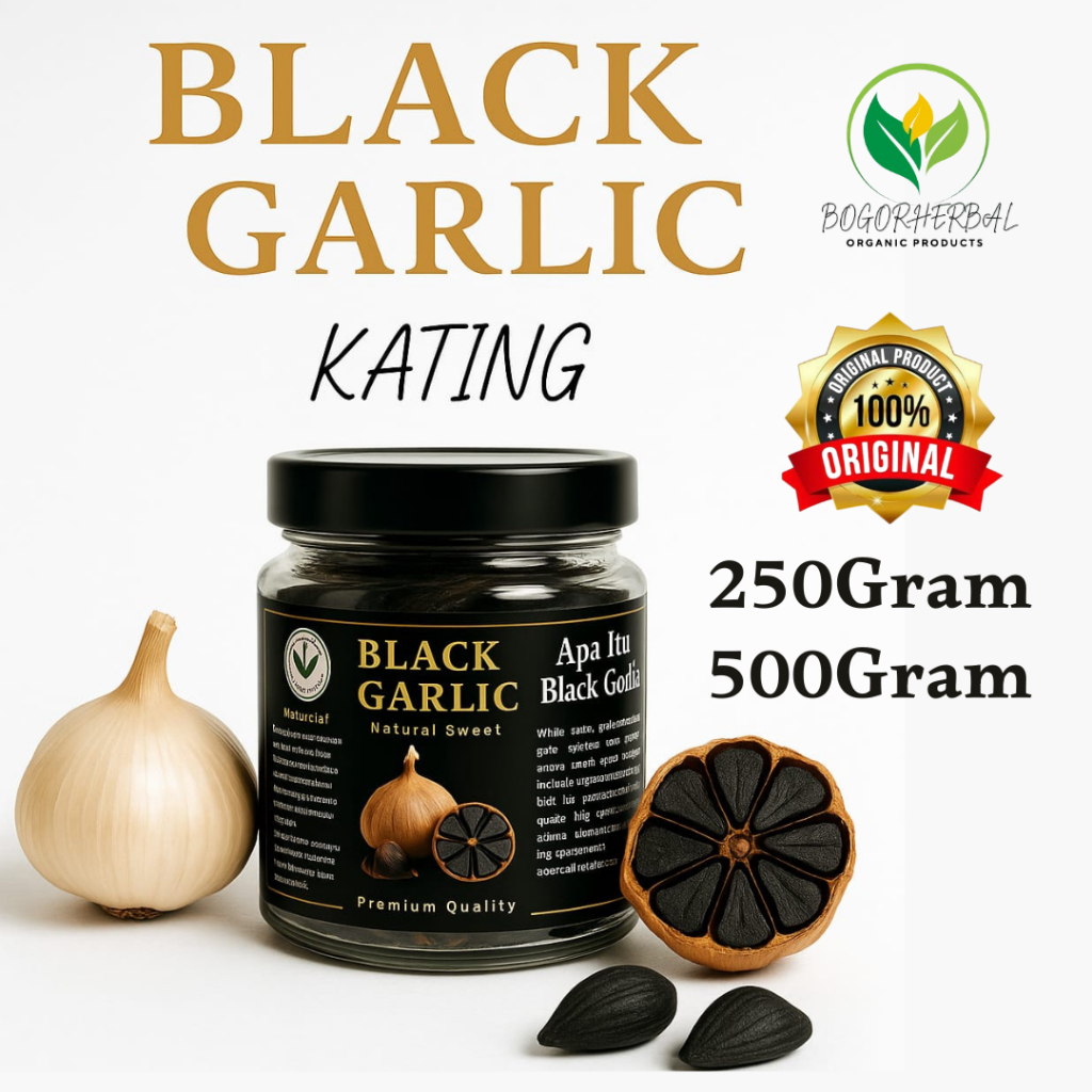 

COD BLACK GARLIC KATING PREMIUM / BAWANG HITAM PUTIH PERMENTASI BERAT 250GR FREE GOLD