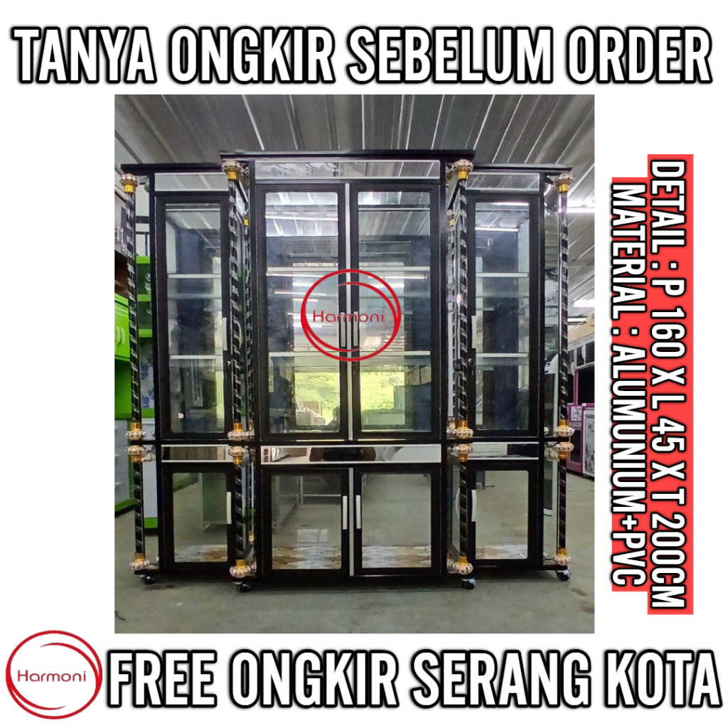 BUFET PAJANGAN ALUMUNIUM KACA + RODA BUFET ALUMUNIUM MINIMALIS JUMBO BUFET TV ALUMUNIUM FREE ONGKIR 