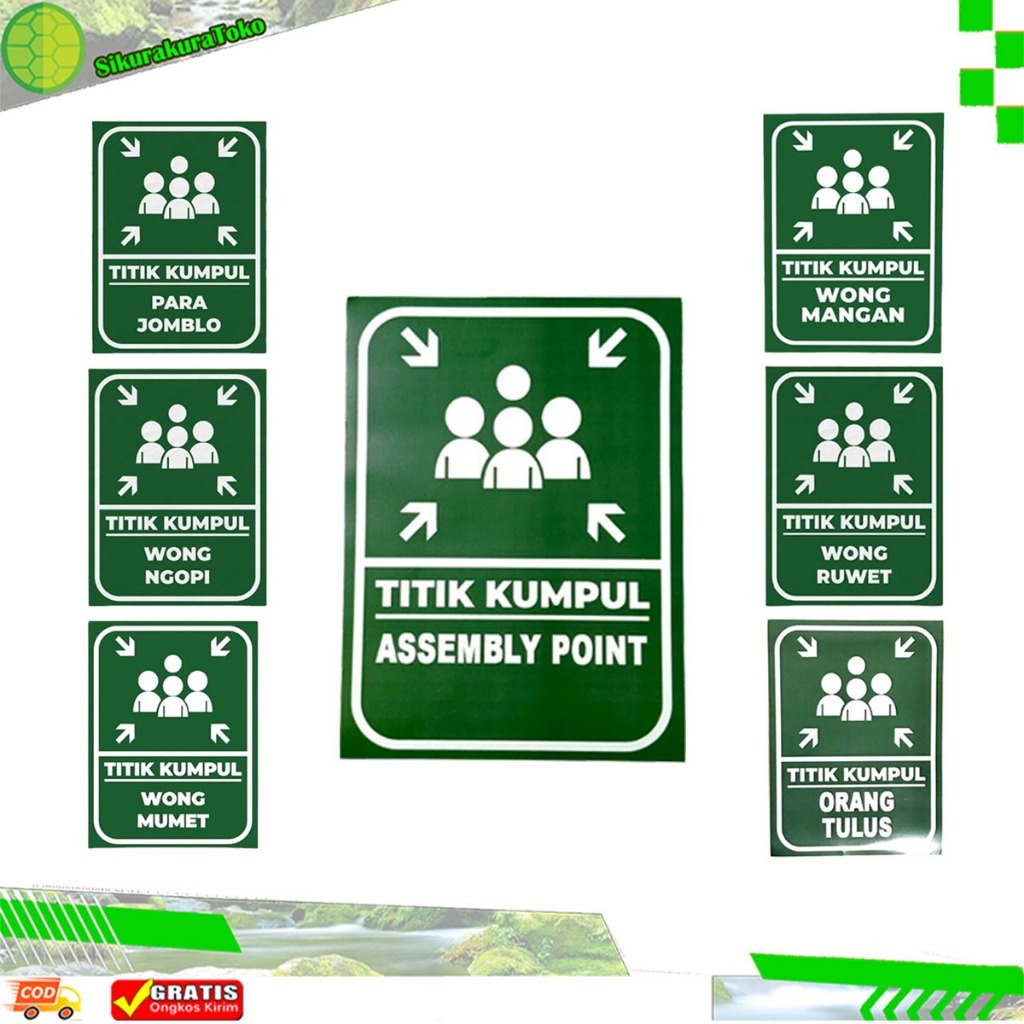 

(sko) Stiker Laminasi Glossy Anti Air Vinyl Titik Kumpul Orang Tulus Wong Ruwet Mumet Mangan Ngopi Para Jomblo Assembly Point