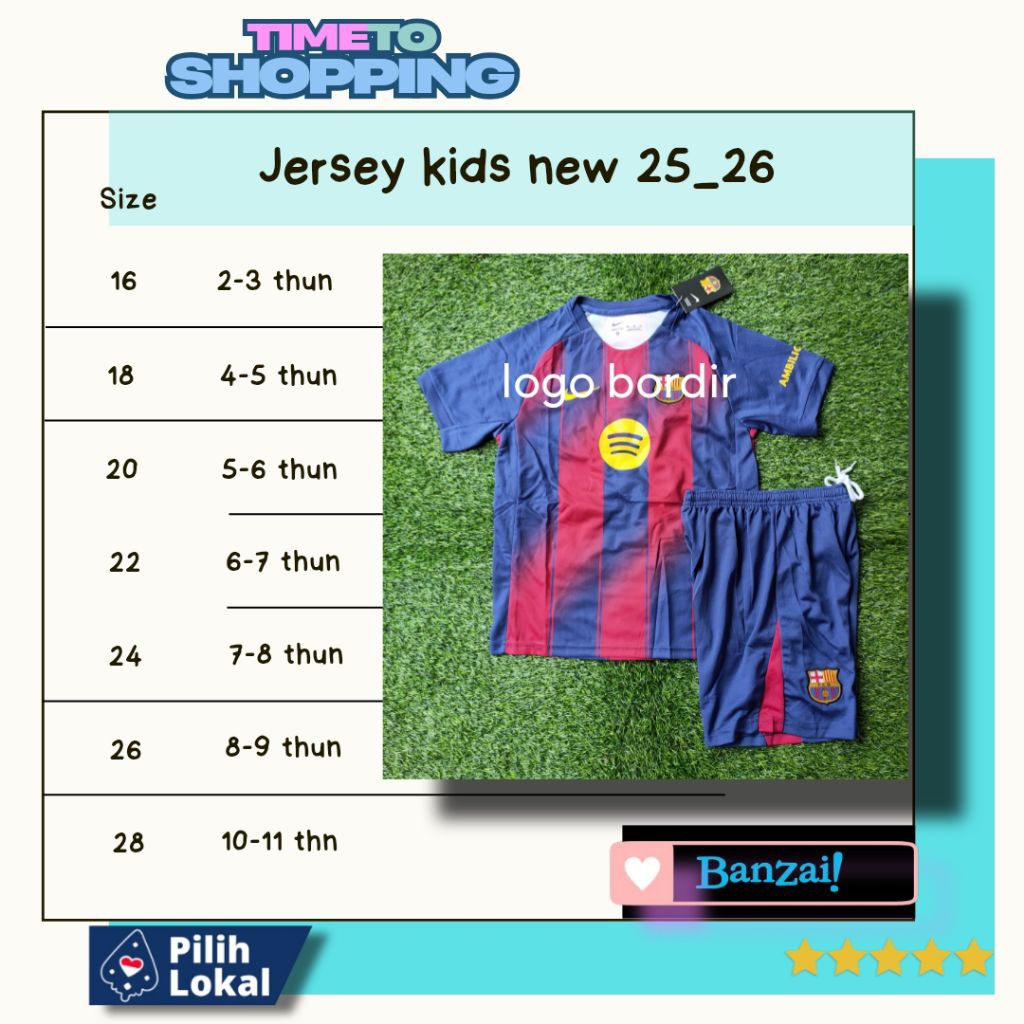jersey bola anak barcelona home 2025 2026 baju bola anak grade ori