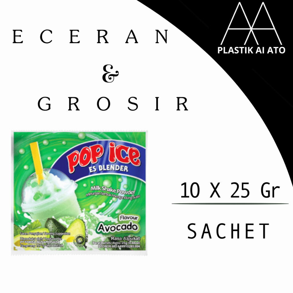 

Pop Ice Milk Shake Powder Avocado 25 gr x 10 sachet / Pop ES buah series / popes alpuket /eceran dan grosir cocok untuk warung / minuman serbuk Belum