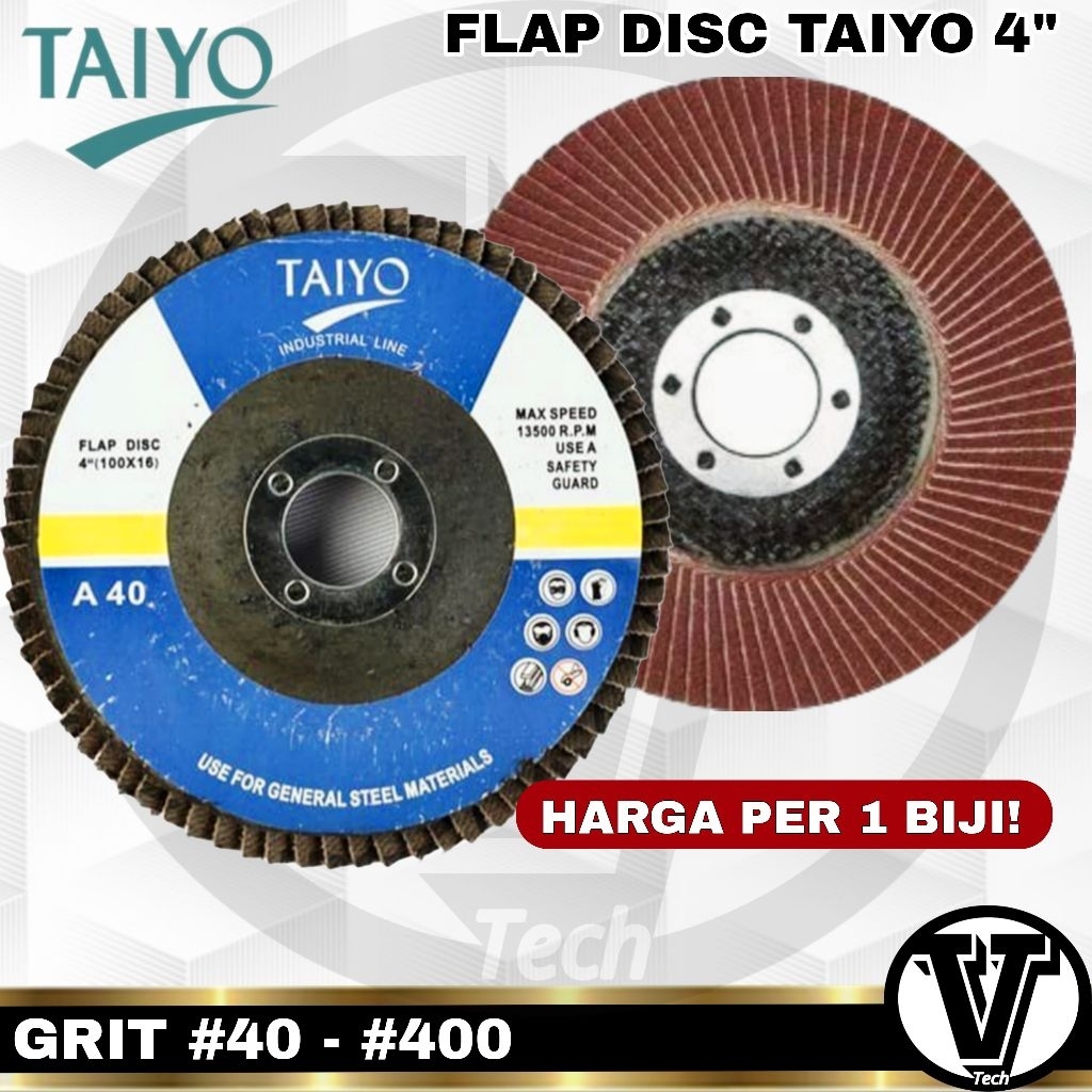 Mata Gerinda Amplas / Flap Disc Taiyo 4" Inch Grit #40 - #400