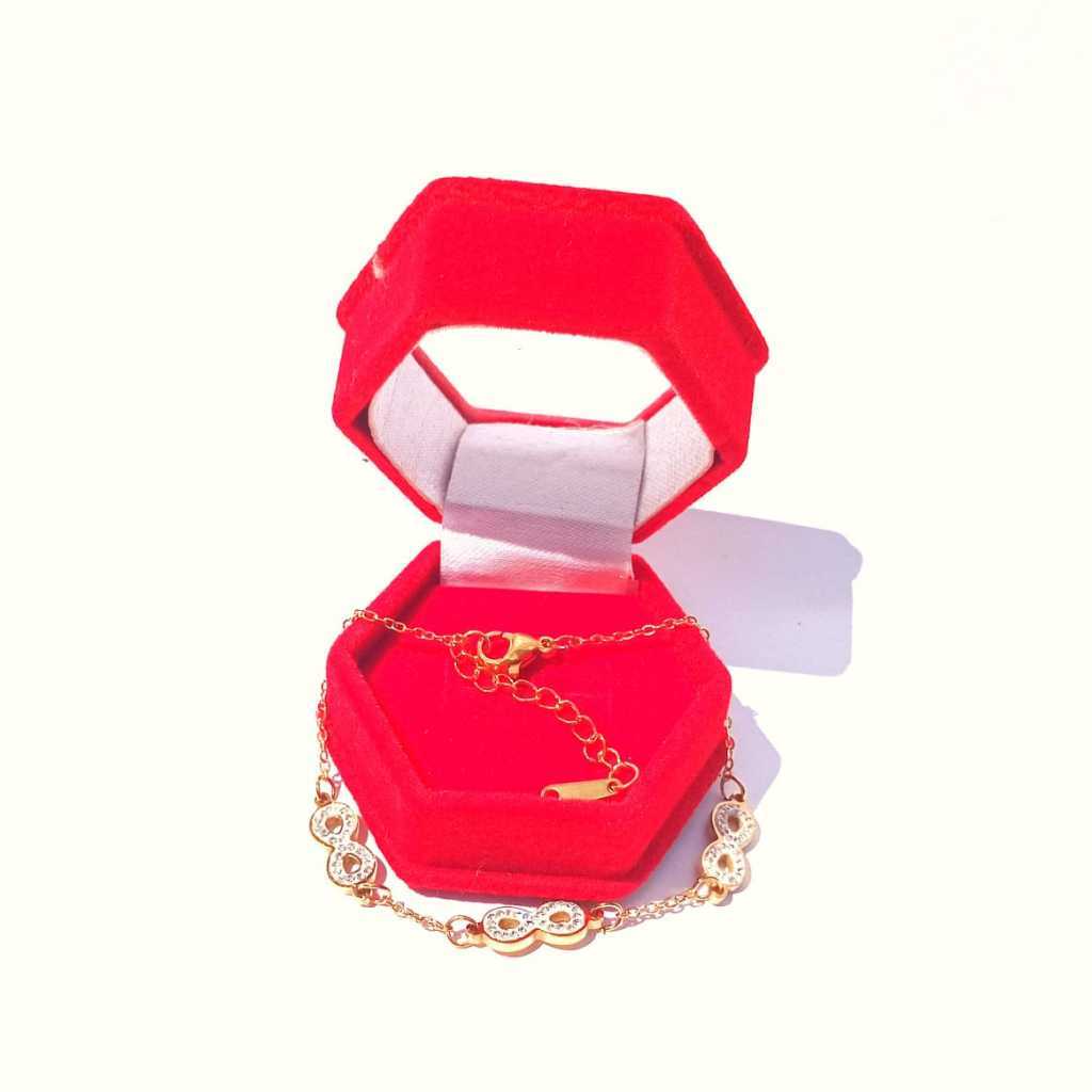 Hyl Jewelry Gelang Rantai Titanium Premium Wanita Mareeba Gold Plated