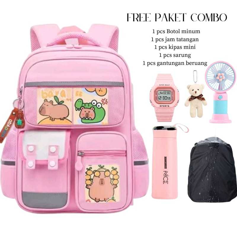 Tas Sekolah CAPYBARA Tas Sekolah Lucu Untuk Anak Perempuan Tas Sekolah VIRAL 2025 Tas Sekolah Anak P