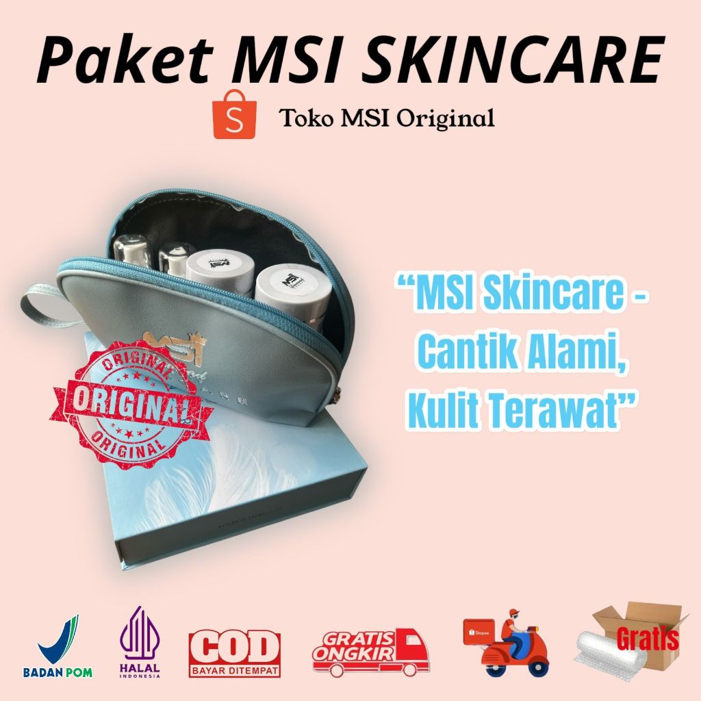 Gratis Pouch SKINCARE MSI Paket Perawatan Wajah day cream, Nigth cream, sunsreen, serum