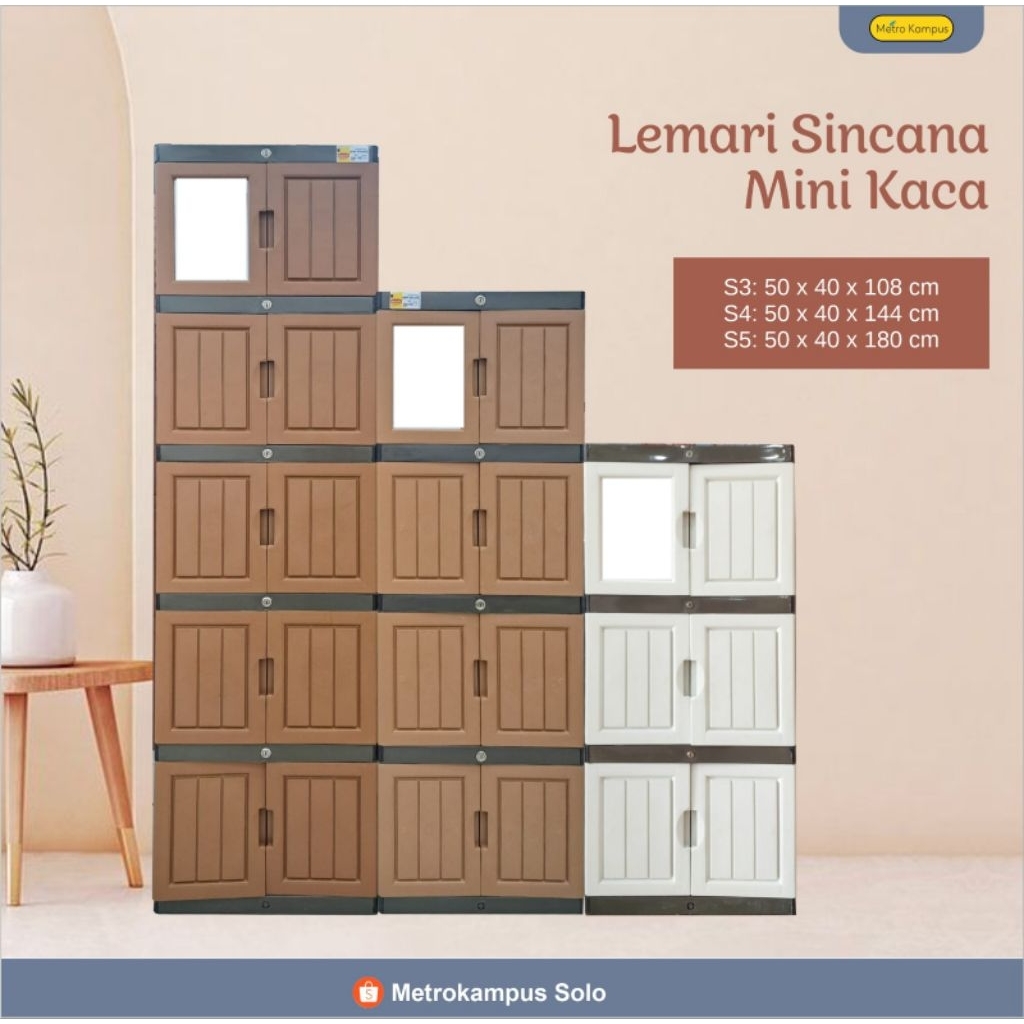 Lemari Sincana Mini Kaca Susun 3,4,5/Lemari Sincana Mini/Lemari Pakaian
