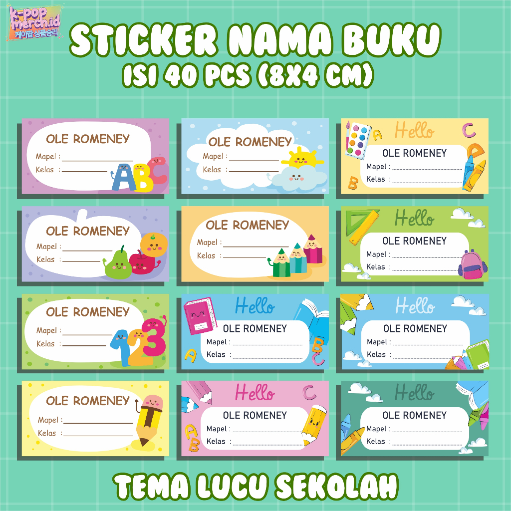 

[ISI 40PCS] STIKER MAPEL-CUSTOM NAMA-STIKER BUKU PELAJARAN-STIKER SEKOLAH-AESTHETIC-Sticker Nama Buku Tulis Custom