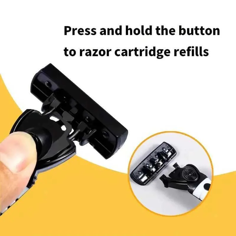 Pisau Alat Cukur Yukinawa isi 7 Razor Manual Set gagang Pegangan Anti Licin Empuk Tahan Lama Pisau tiga 3 lapis Mata Silet cukur Kumis janggut Jenggot isi ulang ganti mata pisau Pria Wanita Disposable 3 Razors Dudukan kepala Strip Pelicin Kulit