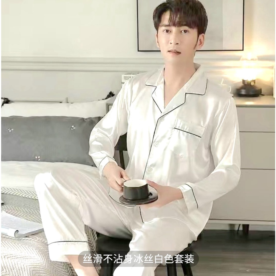 KODE R3S Setelan Baju Tidur Piyama Cowok Satin Premium