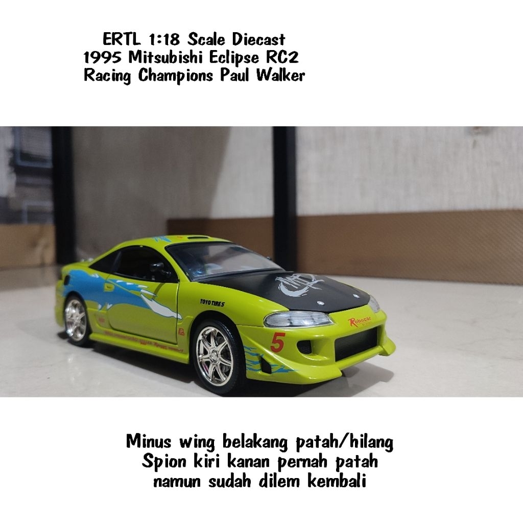 ERTL 1:18 Scale Diecast 1995 Mitsubishi Eclipse RC2 Racing Champions Paul Walker