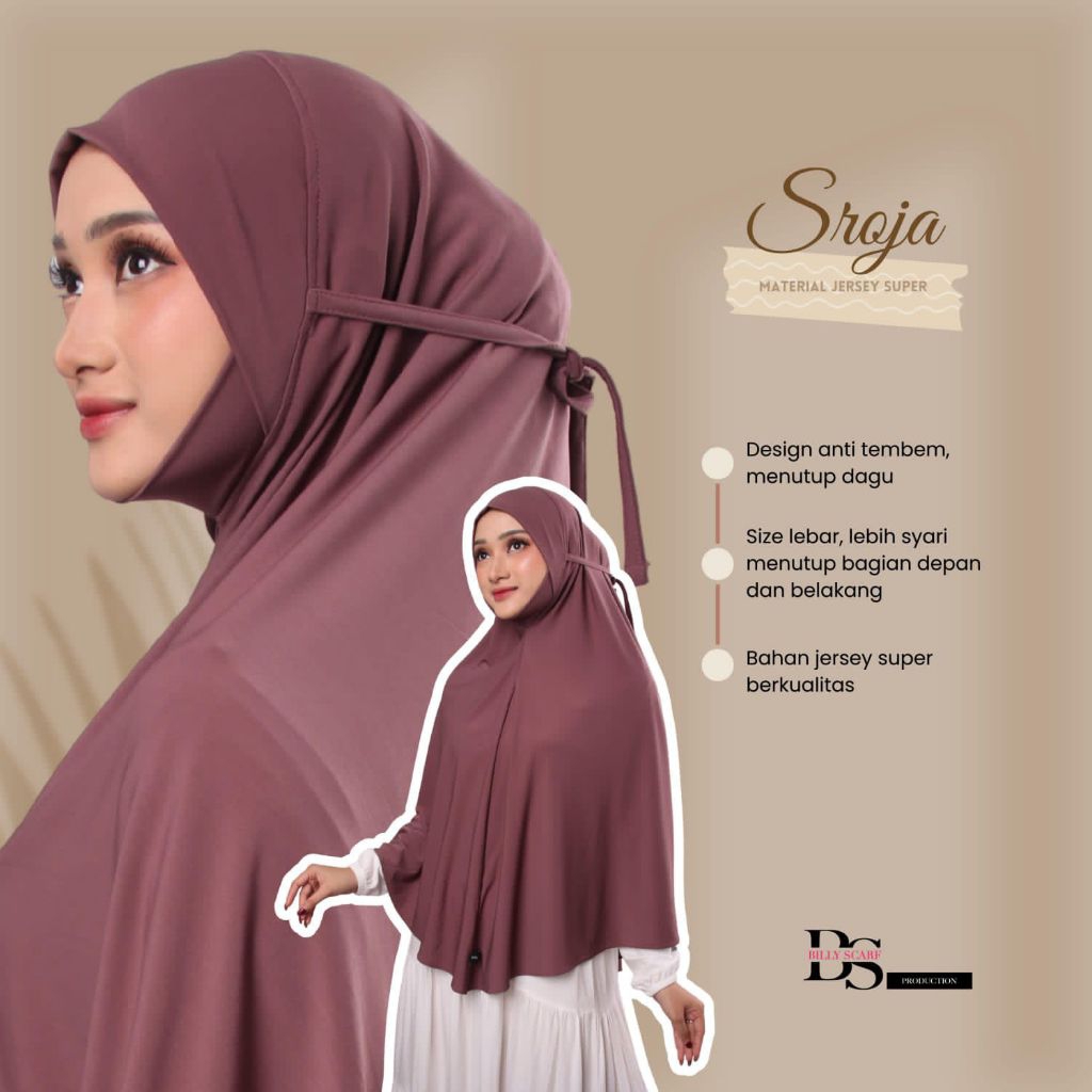 SEROJA XL HIJAB SYARI MALAY DAGU TALI  ORI BY BILLY SCARF JERSEY SUPER ADEM GALLERY CUTNYAK ACEH