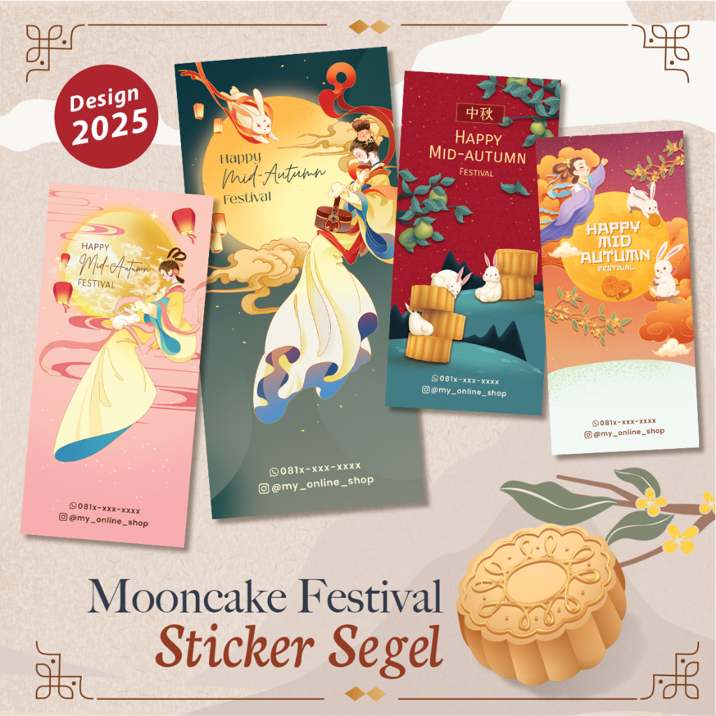 

[Isi 60-100] Sticker Segel Mooncake Festival/ Mid Autumn Festival/ Sticker Mooncake