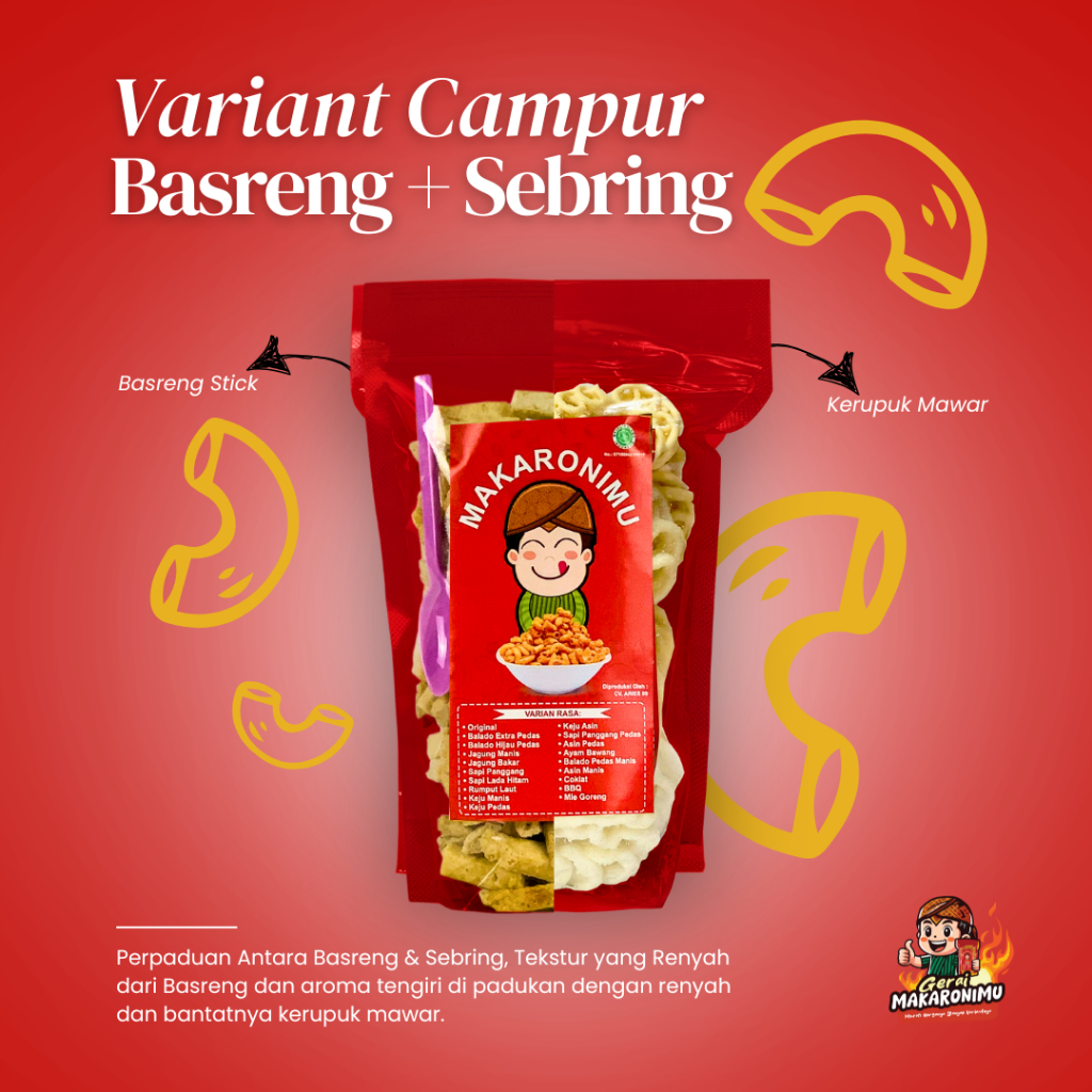 

Gerai Makaronimu | BASRENG STCK MIX SEBRING | Basreng Pedas / Basreng Pedas Daun Jeruk / Basreng