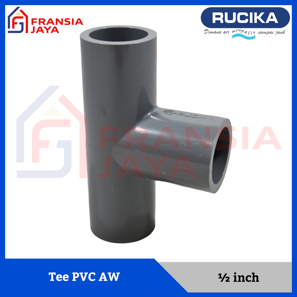 Rucika Tee PVC AW 1/2 inch Sambungan Fitting Pipa Pralon 0.5 inch
